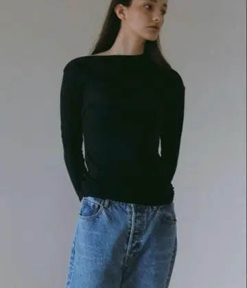 ETRE TOKYO 디자인 넥 시어 풀오버 / 네이비