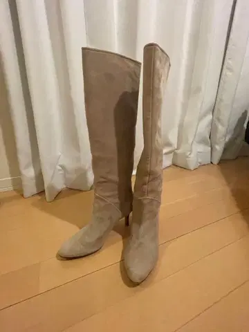 다니엘라앤젬마 밀크티 베이지 천연 가죽 스웨이드 롱 부츠 35