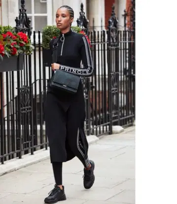 PRINGLE 프링글 H&M 니트 원피스 바이컬러 하이넥 블랙