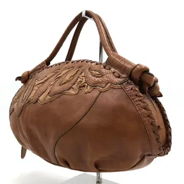 IBIZA 이비자 가죽 핸드백 브라운 천연 가죽 패치워크 뜨개질