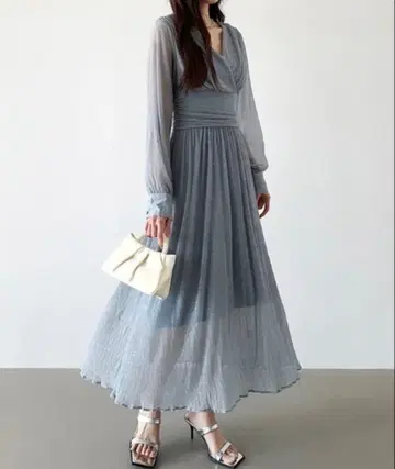 COCOMOMO 카슈쿨 롱 원피스 라이트 블루