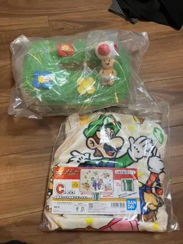 1번 복권 슈퍼 마리오 티슈 케이스 수납 포켓 포함 담요 세트