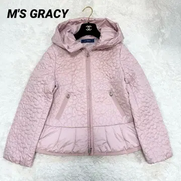 [컨디션 최상] 엠즈 그레이시 플라워 모티브 퀼팅 블루종 38 핑크