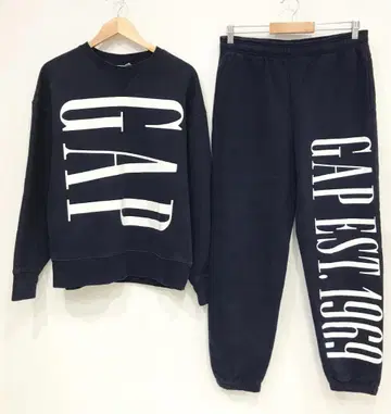 [ 새상품급 ] GAP 로고 맨투맨 셋업 네이비