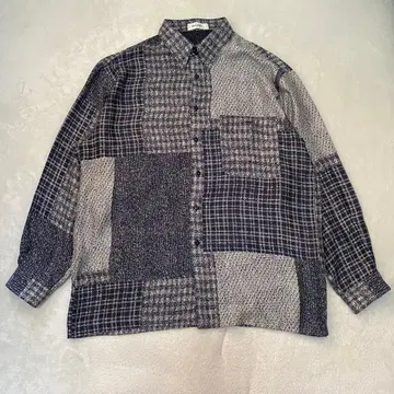 디자인 셔츠 빈티지 레트로 블루 네이비 긴팔 L