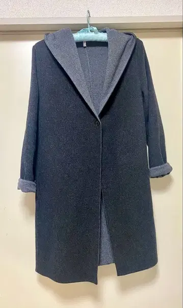 유니클로 후드 부착 롱 코트 M