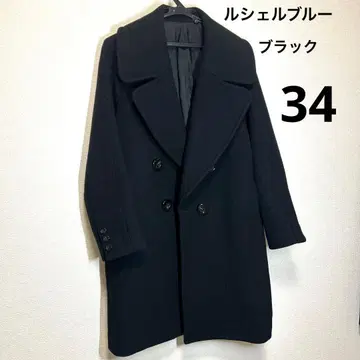 르쉘 블루 더블 페이스 울 코트 블랙 34