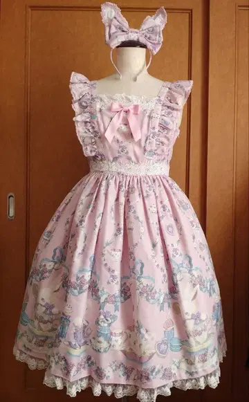 Flower Garden Teatime 오버롤 스커트 & 머리띠