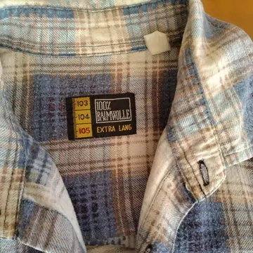 유로 빈티지 파랑 프린트 체크 플란넬 셔츠 그랑파 셔츠 독일제