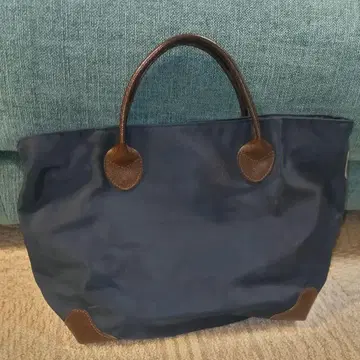 양 태그 Herve Chapelier 스퀘어 토트백 네이비