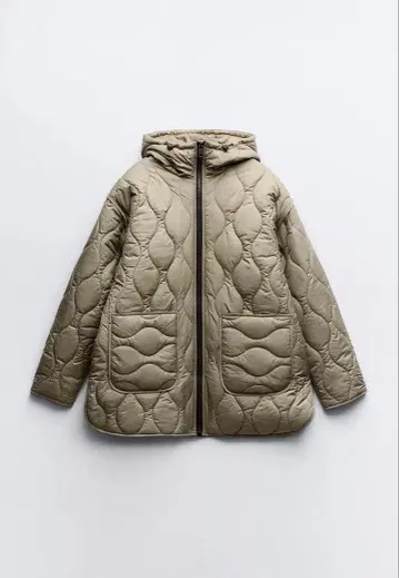 [ ZARA 자라 ] 후드 퍼프 자켓 XS 라이트 카키