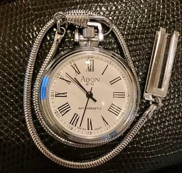 회중시계 수동 와인딩 실버 AVON 체인 아라비아 숫자 삼침