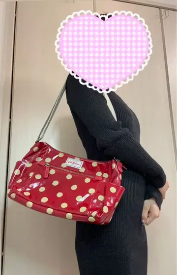 물방울 패턴 숄더백 빨간색