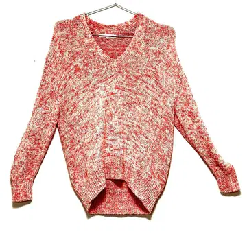 온워드 카시야마 23구 코튼 러셀 테이프 V넥 니트 핑크 스웨터