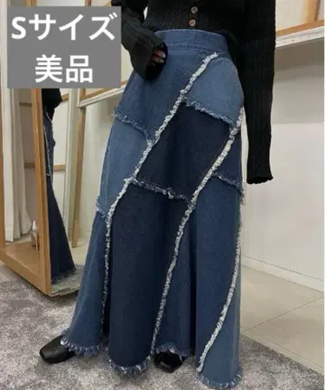 ameri UND 패치워크 데님 스커트 S 사이즈