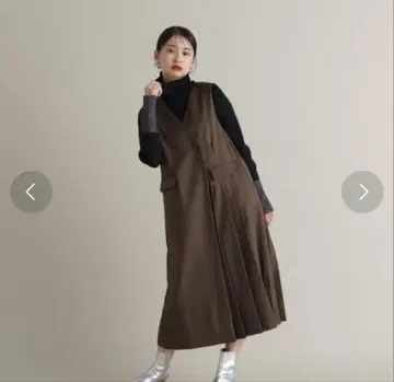 N. 내추럴 뷰티 베이직 플리츠 오버롤 스커트 브라운