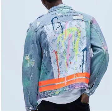 ZARA 그래피티 데님 자켓 M