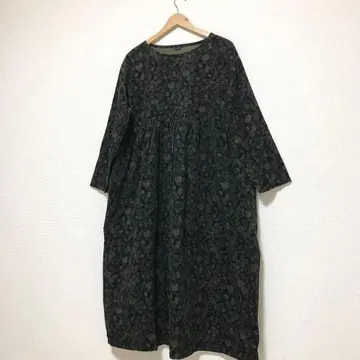 ICHI 이치 코듀로이 꽃무늬 롱 원피스