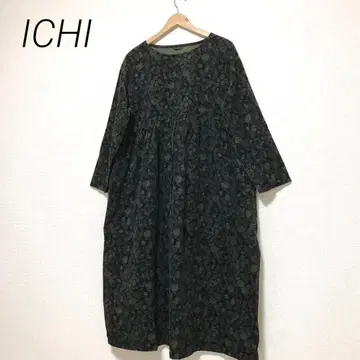 ICHI 이치 코듀로이 꽃무늬 롱 원피스