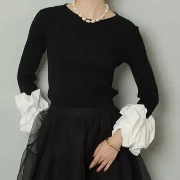 CADUN 블랙 벌룬 소매 니트 M