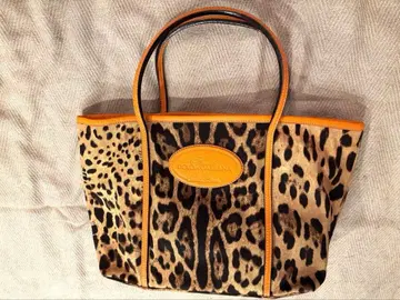 돌체앤가바나 레오파드 무늬 오렌지 토트백