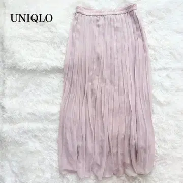 유니클로 쉬폰 플리츠 롱 스커트 허리밴딩 루즈핏 페미닌
