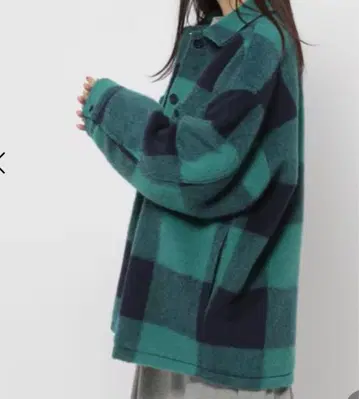 새상품급 niko and - 샤기 체크 자켓 그린 프리 사이즈 빅