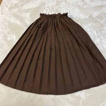 grove M 브라운 플리츠 롱 스커트 허리밴딩 A라인