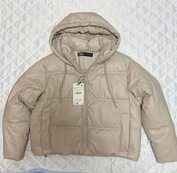 ZARA 후드 부착 베이지 다운 자켓 S