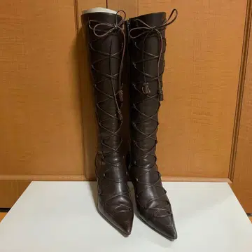 프라이빗 라벨 다크 브라운 레이스업 롱 부츠