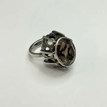 빈티지 스모키 쿼츠 실버 반지 은 시스루 조각 약 12호