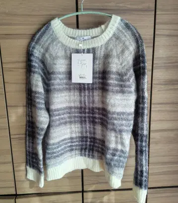 [ 새상품 ] 체크 자카드 니트 어반 리서치 서니 라벨 모헤어