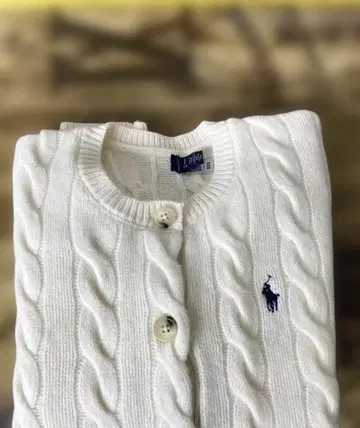 폴로 랄프 로렌 아이보리 케이블 니트 스웨터