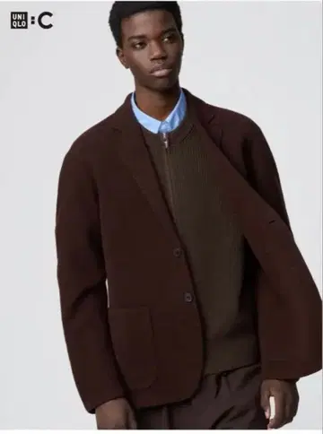 UNIQLO C 니트 자켓 테일러드 브라운 L 미사용 새상품