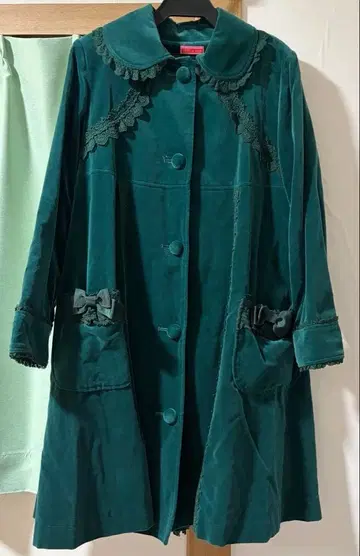 BABY 소공녀 코트 그린 레어 컬러