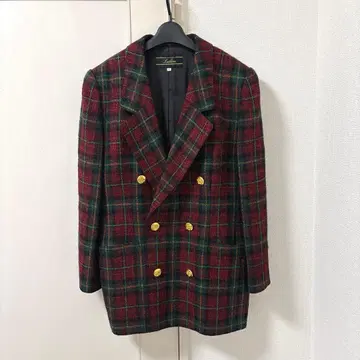 레리안 트위드 체크 코트 자켓 골드 버튼