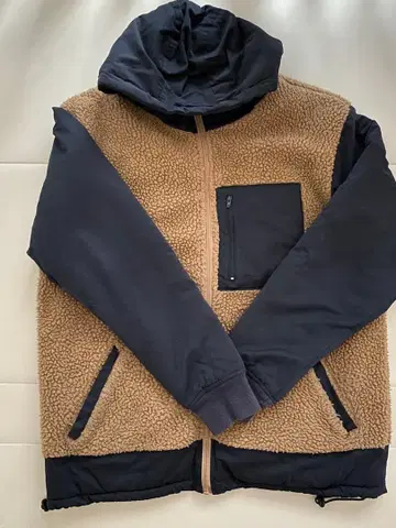 클리닝 완료 플리스 자켓 보아 자켓 L 사이즈 베이지 네이비