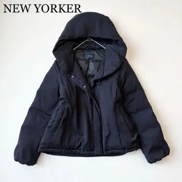 2866y 새상품급 뉴요커 후데트 숏 패디드 다운 네이비 최근 플레어
