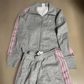 adidas 그레이 핑크 저지 셋업 M