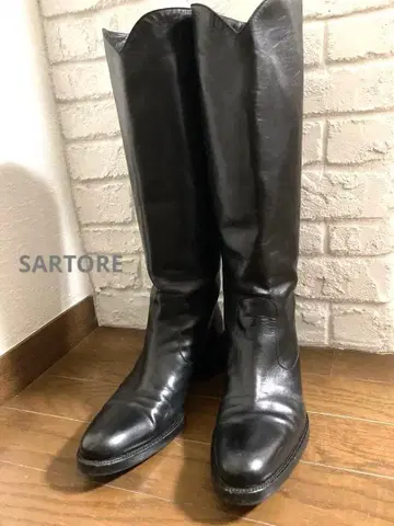 SARTORE*사토레 블랙 가죽 롱 부츠 38 24.5~25