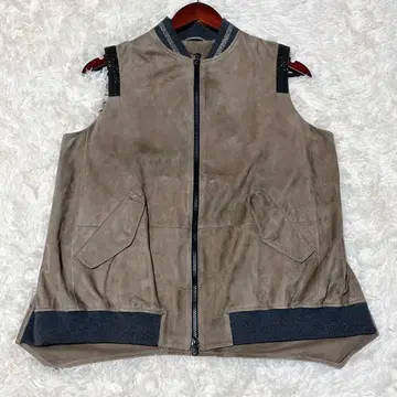 브루넬로쿠치넬리 가죽 베스트 지퍼 42 XL 상당 브라운 계열 천연 가죽