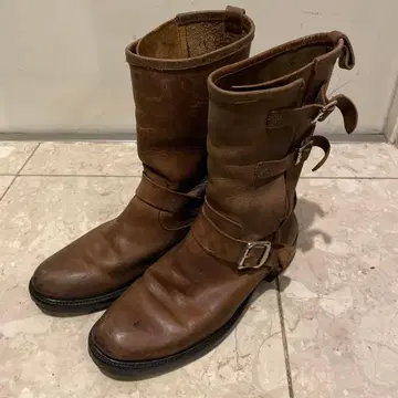 Y's 와이즈 브라운 가죽 엔지니어 부츠