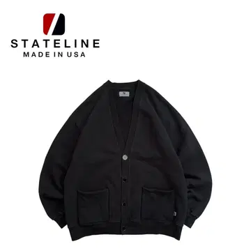 [ 새상품급 ] STATELINE USA 코튼 가디건 속기모 BLK