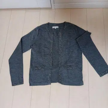 자유구 그레이 비쥬 버튼 가디건 세트