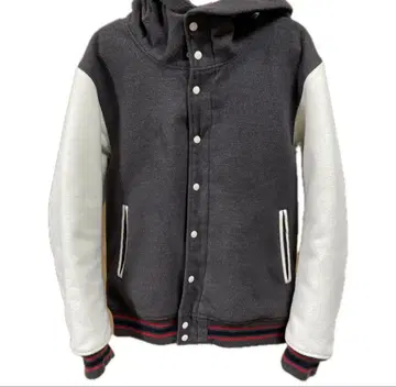 BEAMS 후드 부착 자켓 L 그레이/화이트