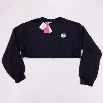 새상품 헬로키티 WEGO 숏 맨투맨 풀오버 블랙