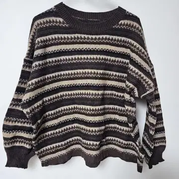 새상품급 다크 브라운과 아이보리 니트 스웨터 [ 프리 사이즈 ]