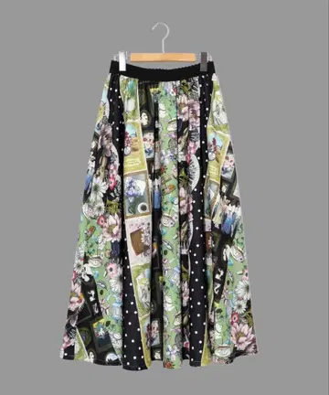이즈스칼라 553256: 예술과 음악, 꽃의 콜라주 패턴 플레어 스커트