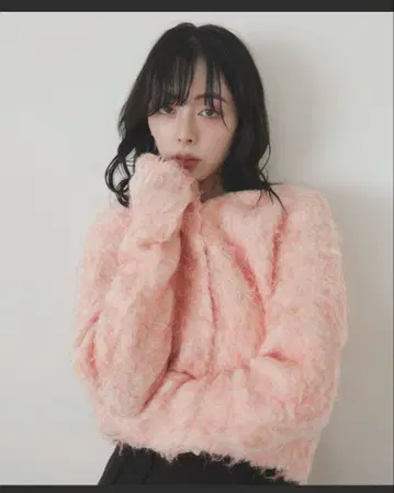 LIAN 믹스 샤기 니트 가디건