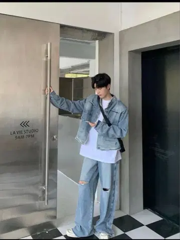 orun 데미지 데님 자켓